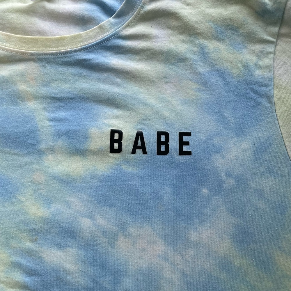 RESERVED VVA BABE Women's Tie Dye T-Shirt Short Sleeve Tee Top Blue Green XL - Picture 4 of 7